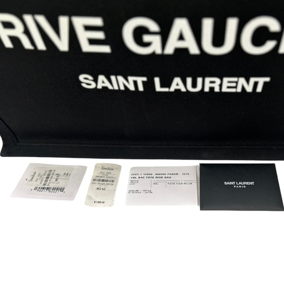 SAINT LAURENT RIVE GAUCHE LARGE BLACK CANVAS TOTE - Picture 5 of 16